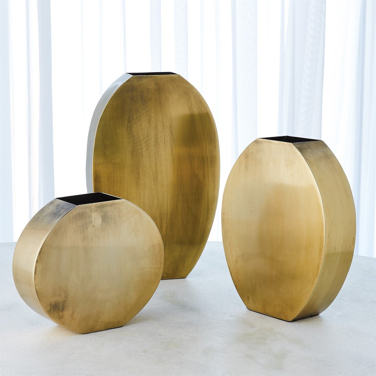 Global Views Antique Brass Squared Oval Vase