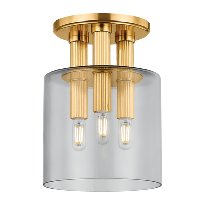 Hudson Valley Lighting Crystler 3 Light 8.5 inch Aged Brass Flush Mount Ceiling Light