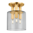 Hudson Valley Lighting Crystler 3 Light 8.5 inch Aged Brass Flush Mount Ceiling Light