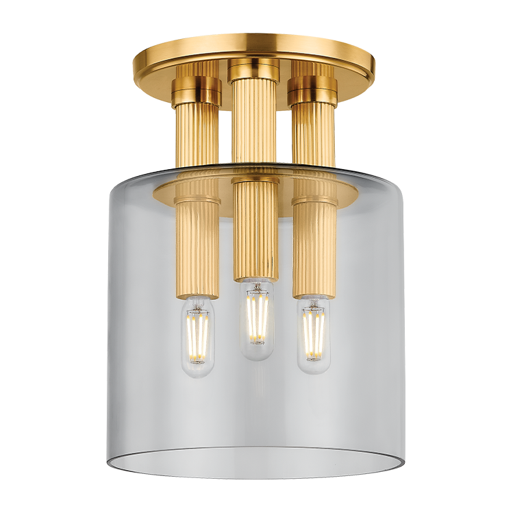 Hudson Valley Lighting Crystler 3 Light 8.5 inch Aged Brass Flush Mount Ceiling Light