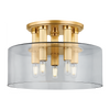 Hudson Valley Lighting Crystler 5 Light 15 inch Aged Brass Flush Mount Ceiling Light