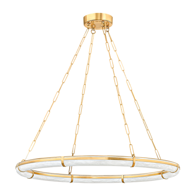 Hudson Valley Lighting Sennett 1 Light 42 inch Aged Brass Chandelier Ceiling Light