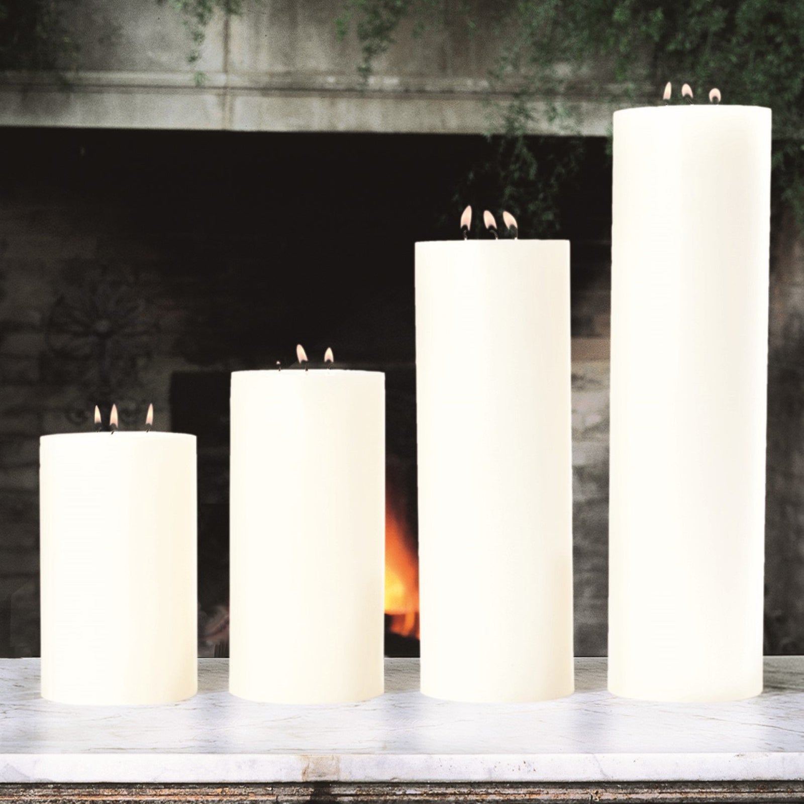 Global Views Unscented Wick Pillar Candle Set of 3