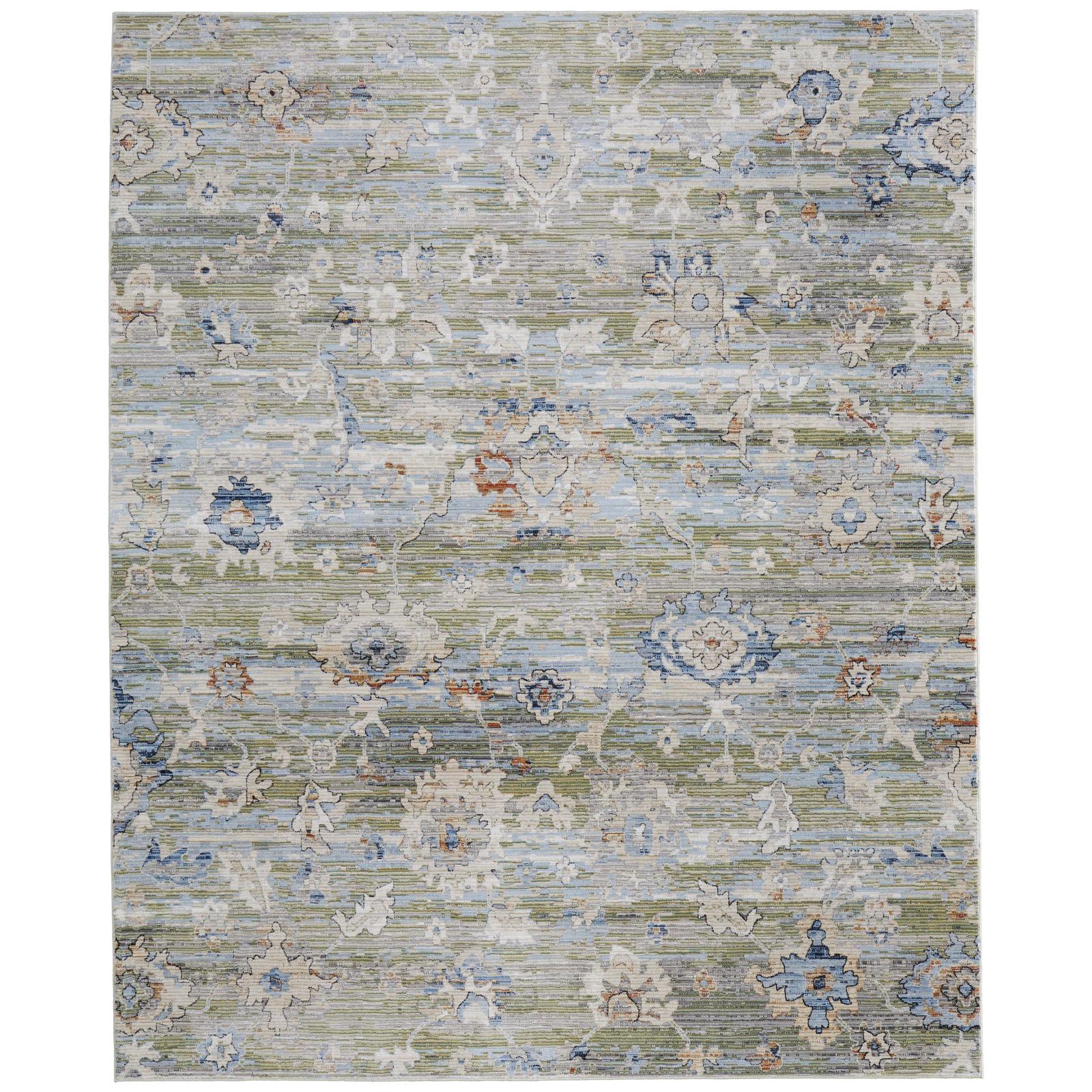 Feizy Melrose 39P3F Traditional Floral & Botanical Rug in Green/Ivory/Blue