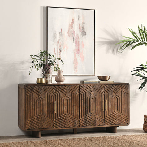 Classic Home Holmes Solid Wood 4 Door Buffet