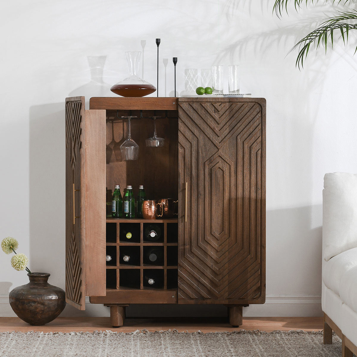 Classic Home Holmes Solid Wood Bar Cabinet