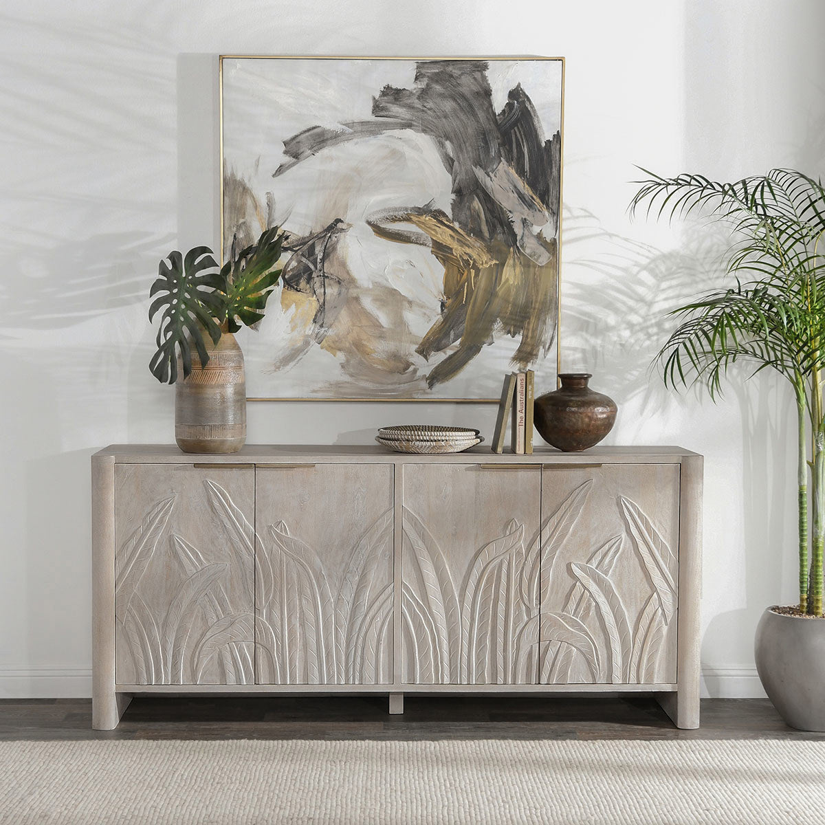 Classic Home Ledro Solid Wood 4 Door Cabinet