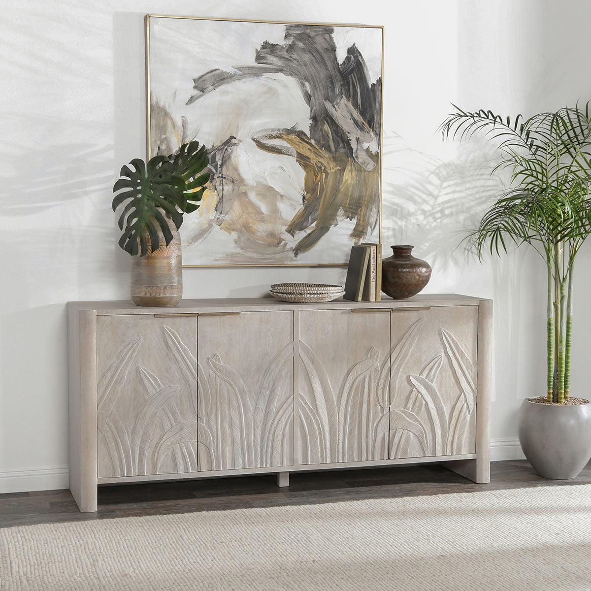Classic Home Ledro Solid Wood 4 Door Cabinet