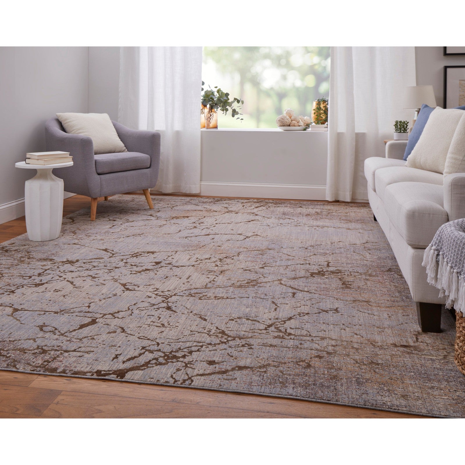 Feizy Pryor 39NEF Modern Abstract in Brown/Taupe/Tan