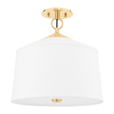 Hudson Valley Lighting White Plains 1 Light 14 inch Aged Brass Semi Flush Ceiling Light