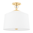 Hudson Valley Lighting White Plains 1 Light 14 inch Aged Brass Semi Flush Ceiling Light