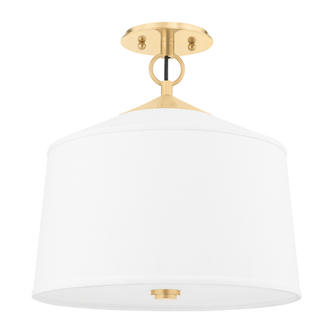 Hudson Valley Lighting White Plains 1 Light 14 inch Aged Brass Semi Flush Ceiling Light