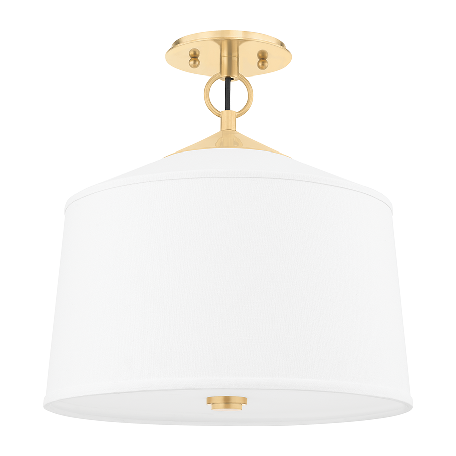 Hudson Valley Lighting White Plains 1 Light 14 inch Aged Brass Semi Flush Ceiling Light