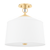 Hudson Valley Lighting White Plains 1 Light 14 inch Aged Brass Semi Flush Ceiling Light