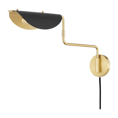 Hudson Valley Lighting Suffield 1 Light 4.75 inch Aged Brass/Soft Black Plug-in Sconce Wall Light