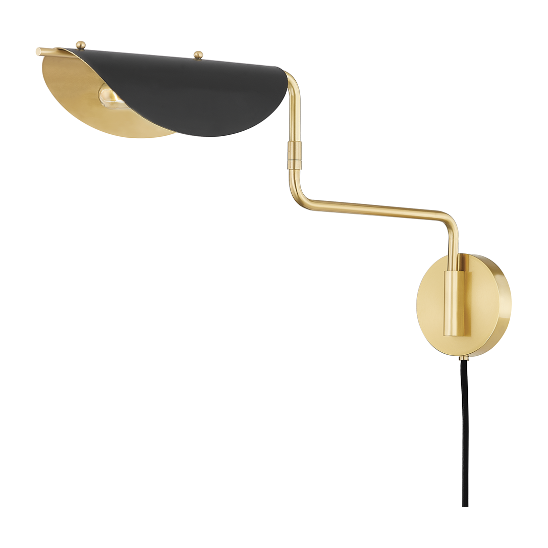 Hudson Valley Lighting Suffield 1 Light 4.75 inch Aged Brass/Soft Black Plug-in Sconce Wall Light