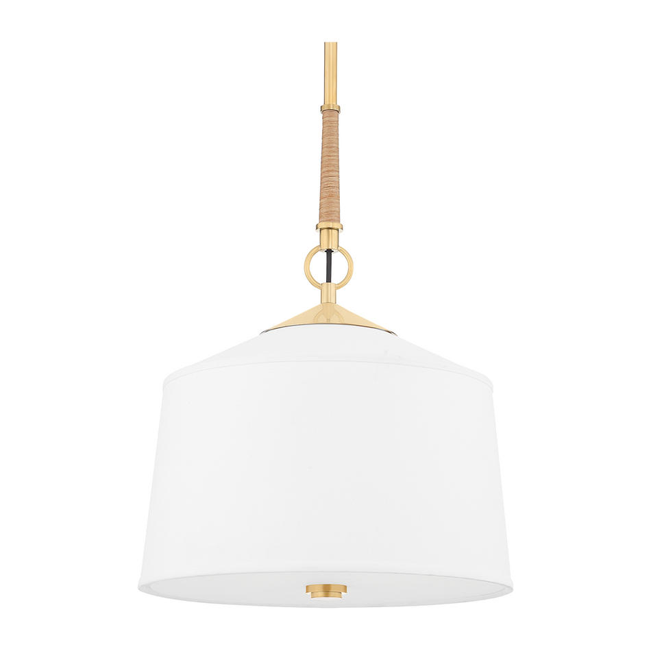 Hudson Valley Lighting White Plains 1 Light 14 inch Aged Brass Pendant Ceiling Light