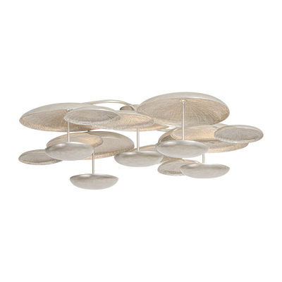 Corbett Fistral 5 Light Textured Warm Silver Leaf Semi Flush Ceiling Light