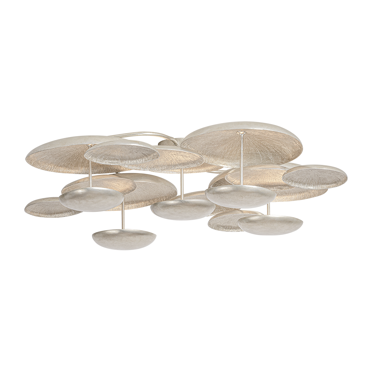 Corbett Fistral 5 Light Textured Warm Silver Leaf Semi Flush Ceiling Light