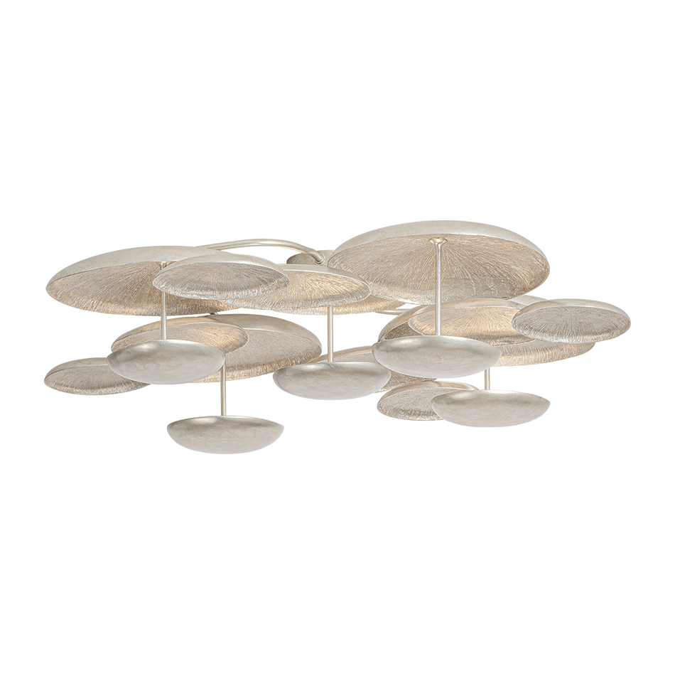 Corbett Fistral 5 Light Textured Warm Silver Leaf Semi Flush Ceiling Light