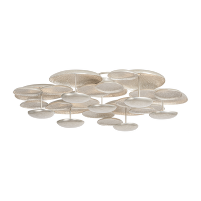 Corbett Fistral 7 Light Textured Warm Silver Leaf Semi Flush Ceiling Light