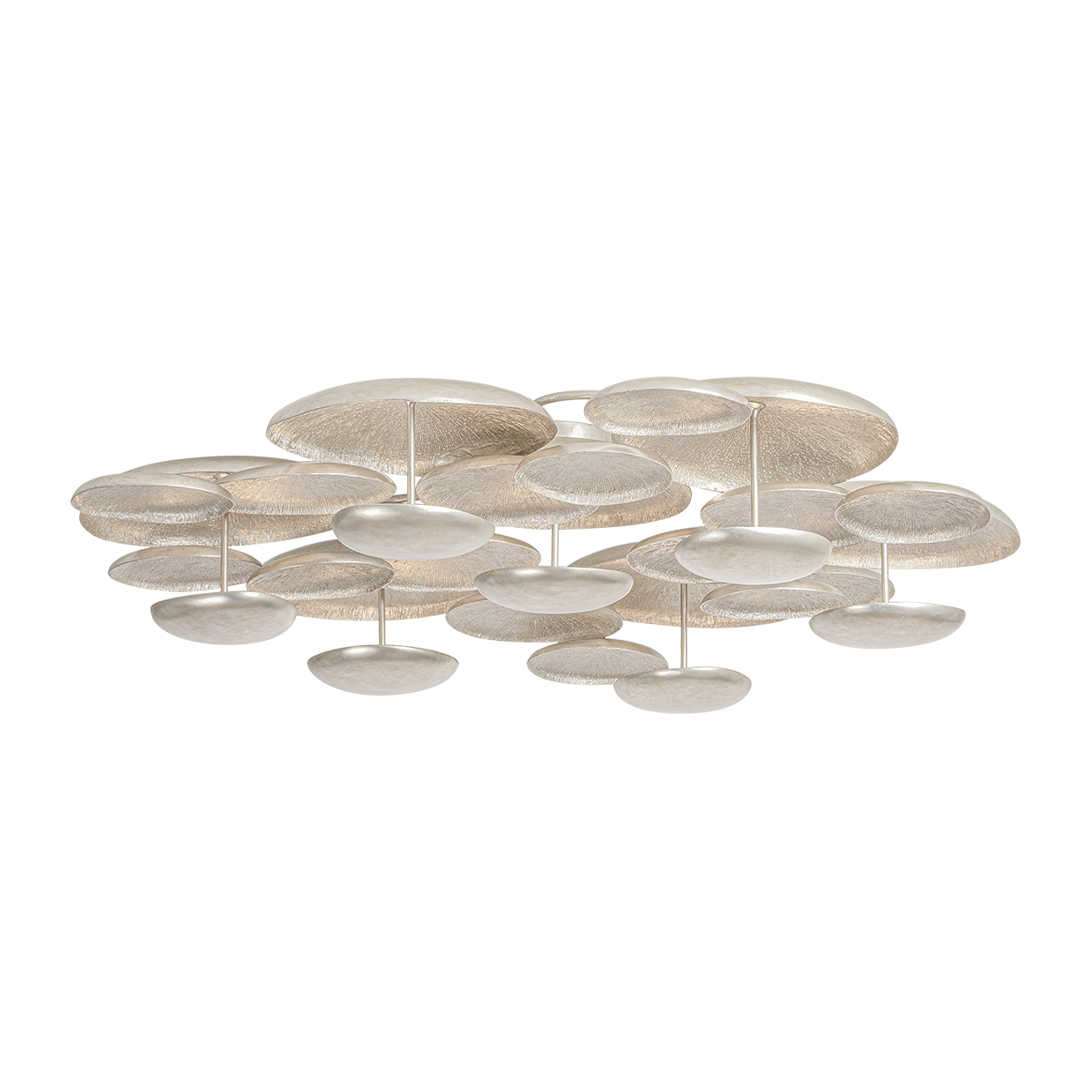 Corbett Fistral 7 Light Textured Warm Silver Leaf Semi Flush Ceiling Light