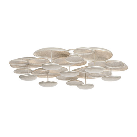 Corbett Fistral 7 Light Textured Warm Silver Leaf Semi Flush Ceiling Light