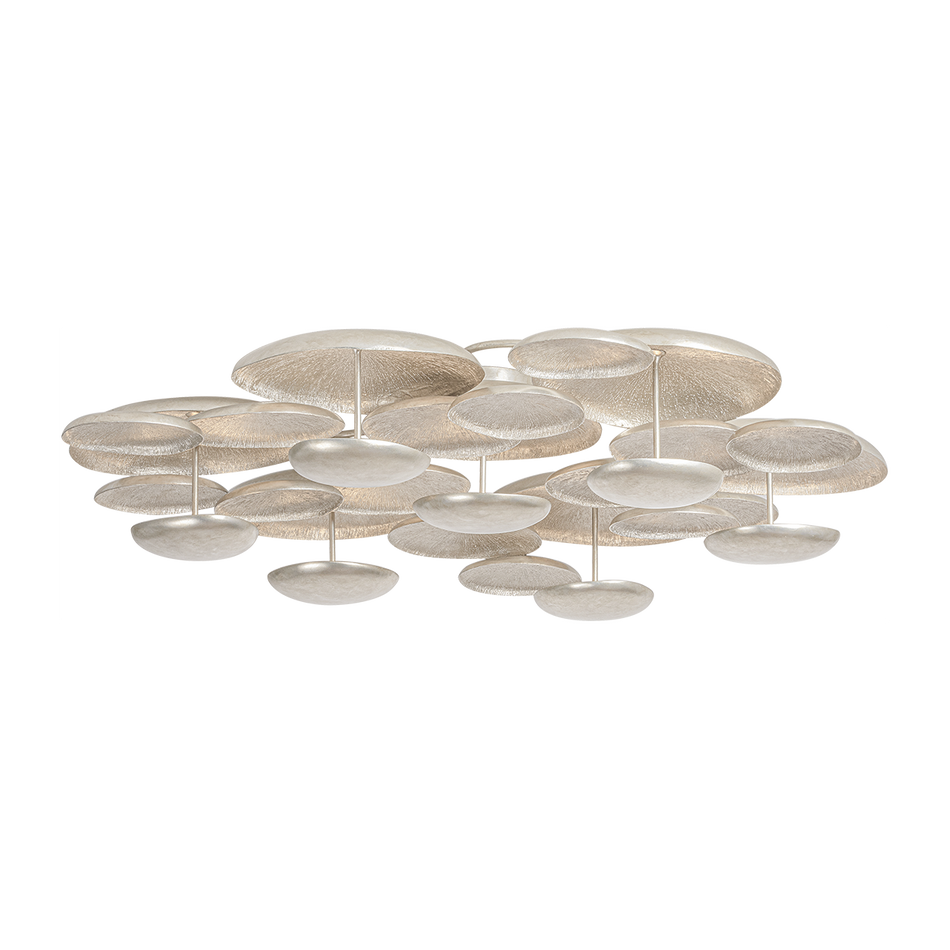 Corbett Fistral 7 Light Textured Warm Silver Leaf Semi Flush Ceiling Light