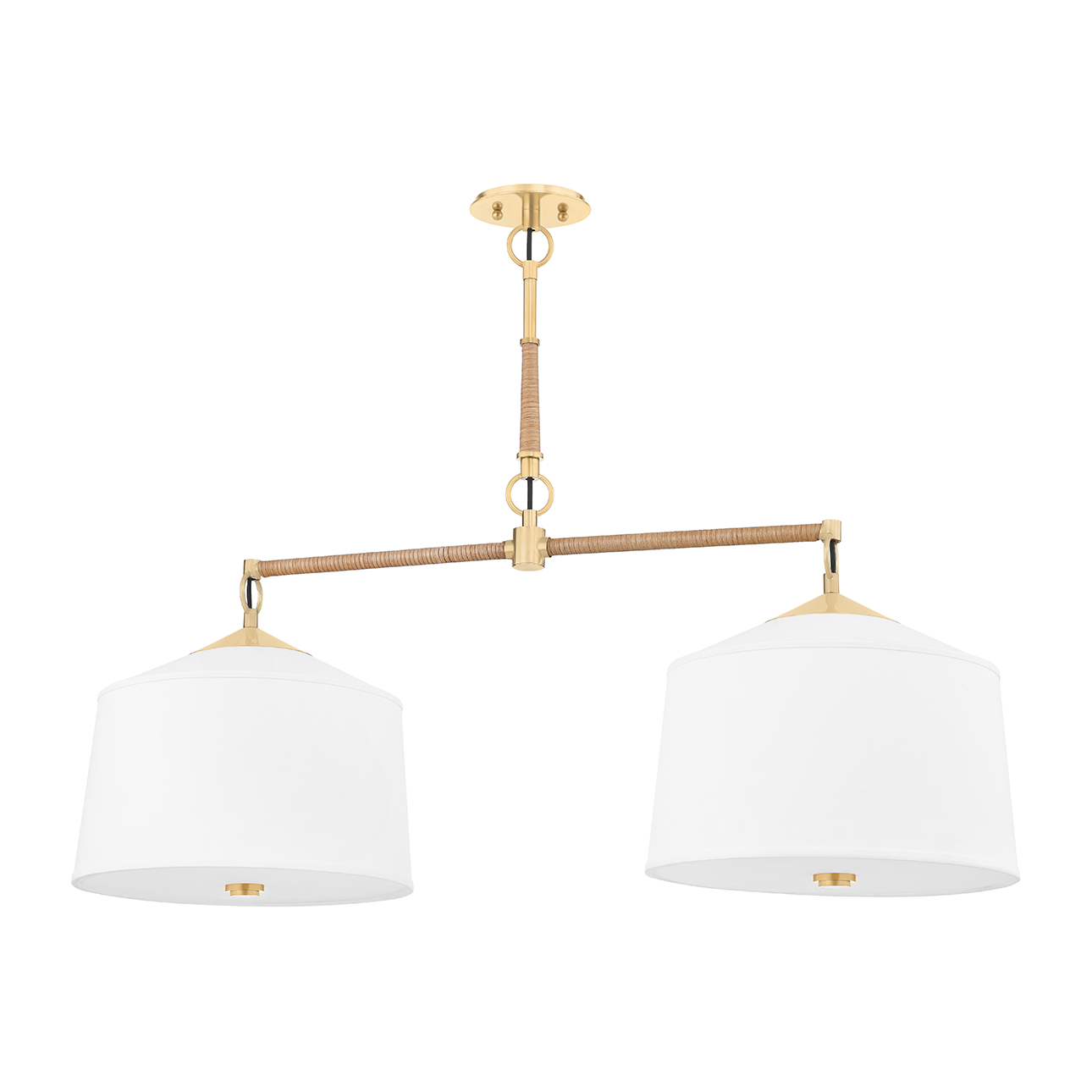 Hudson Valley Lighting White Plains 2 Light 40 inch Aged Brass Island Light Ceiling Light