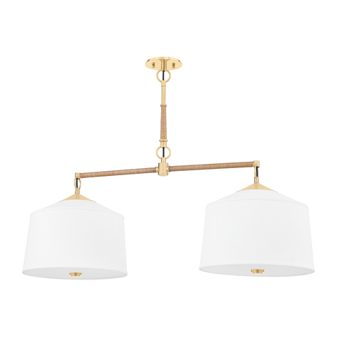Hudson Valley Lighting White Plains 2 Light 40 inch Aged Brass Island Light Ceiling Light