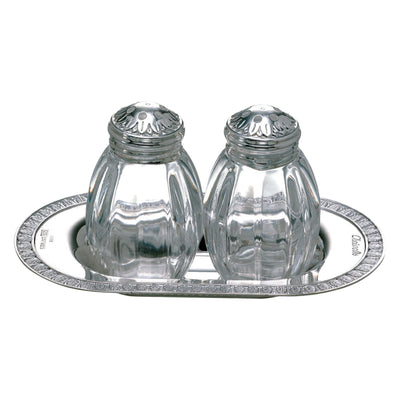 Christofle Malmaison Sterling Silver Salt And Pepper Shaker Set On Tray