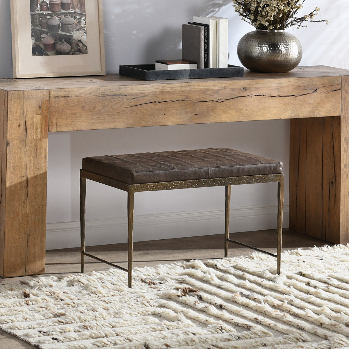 Classic Home Malo Leather Bench