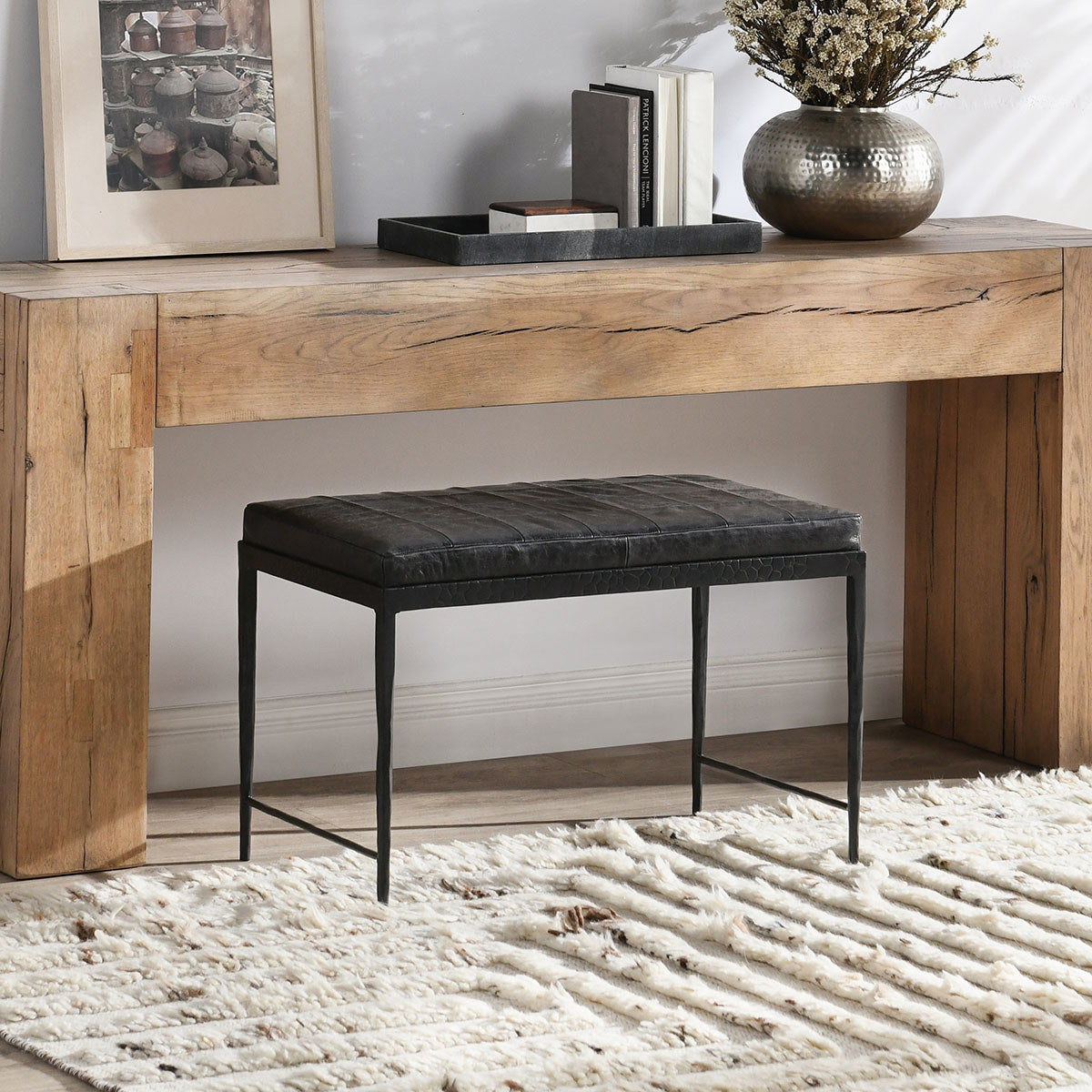 Classic Home Malo Leather Bench