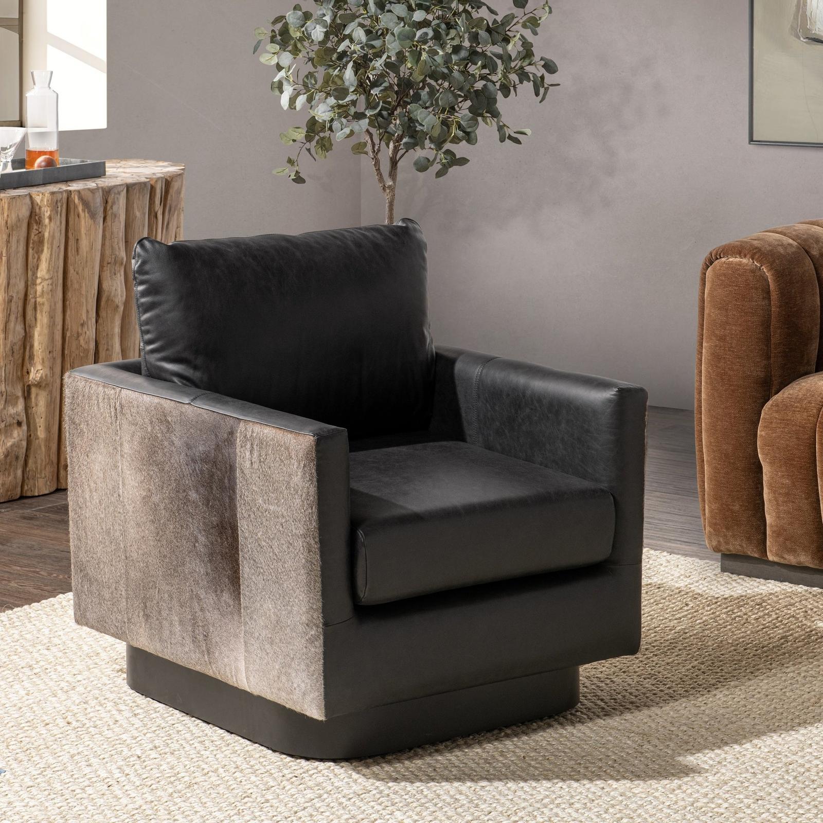Classic Home Lathe Hide Accent Chair