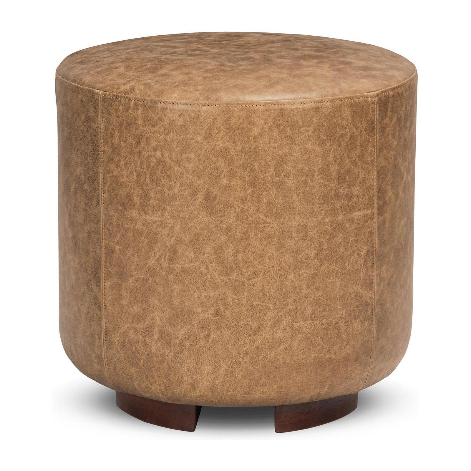 Classic Home Millo Leather Round Ottoman