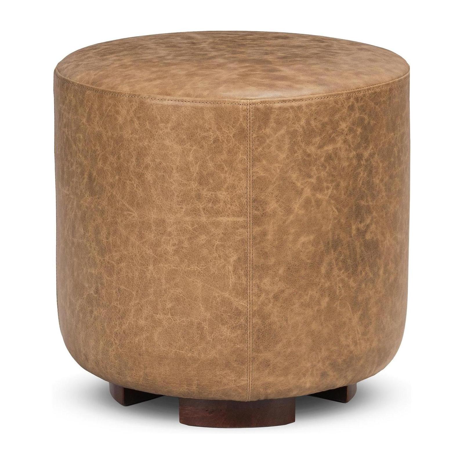 Classic Home Millo Leather Round Ottoman