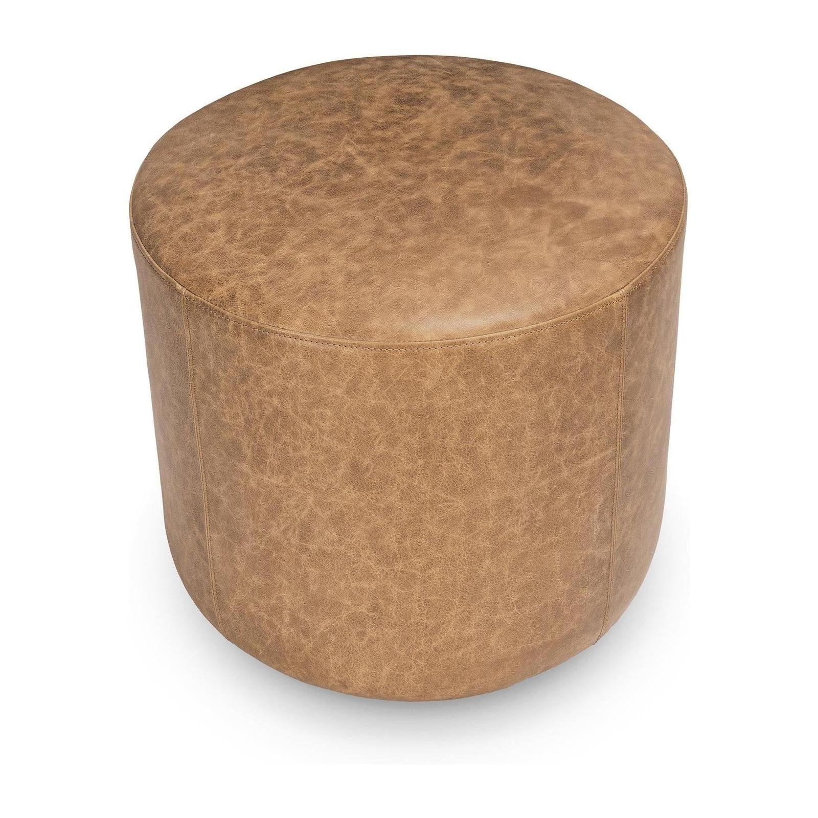 Classic Home Millo Leather Round Ottoman