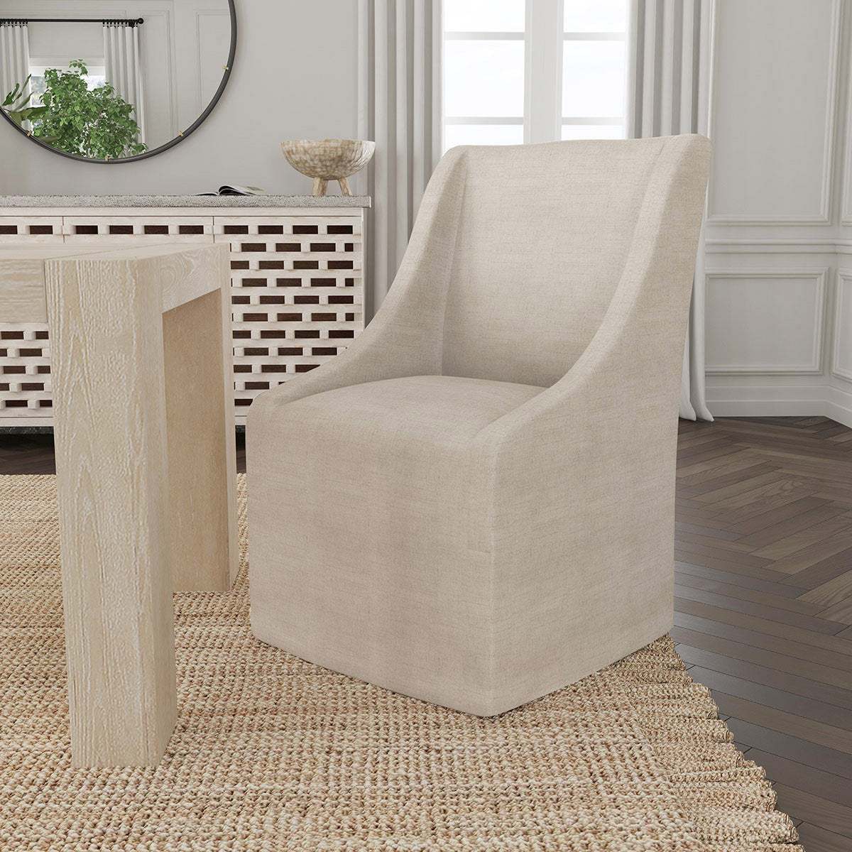 Classic Home Warwick Upholstered Rolling Dining Chair