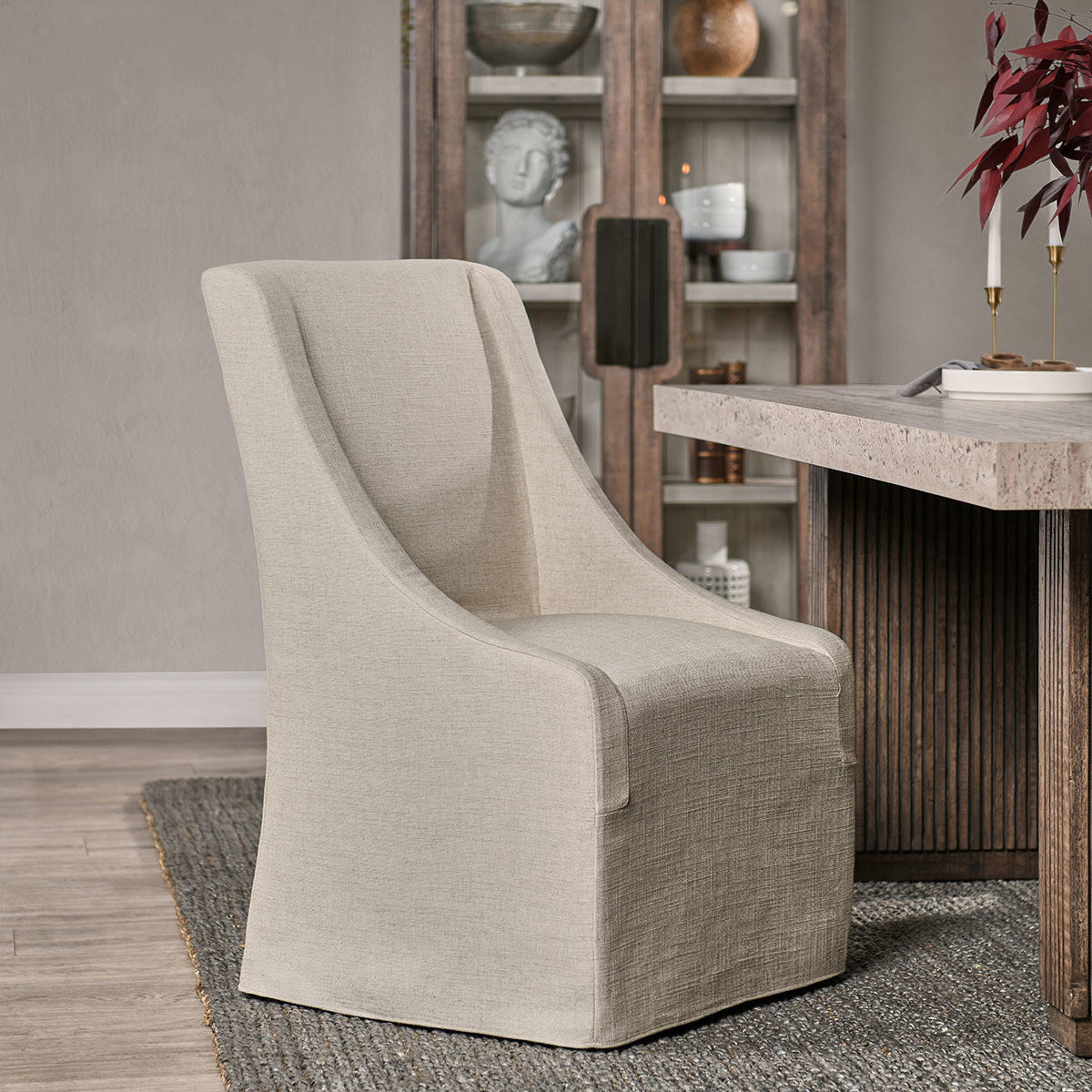 Classic Home Warwick Upholstered Rolling Dining Chair