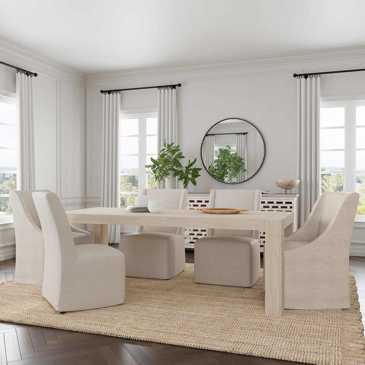 Classic Home Warwick Upholstered Rolling Dining Chair