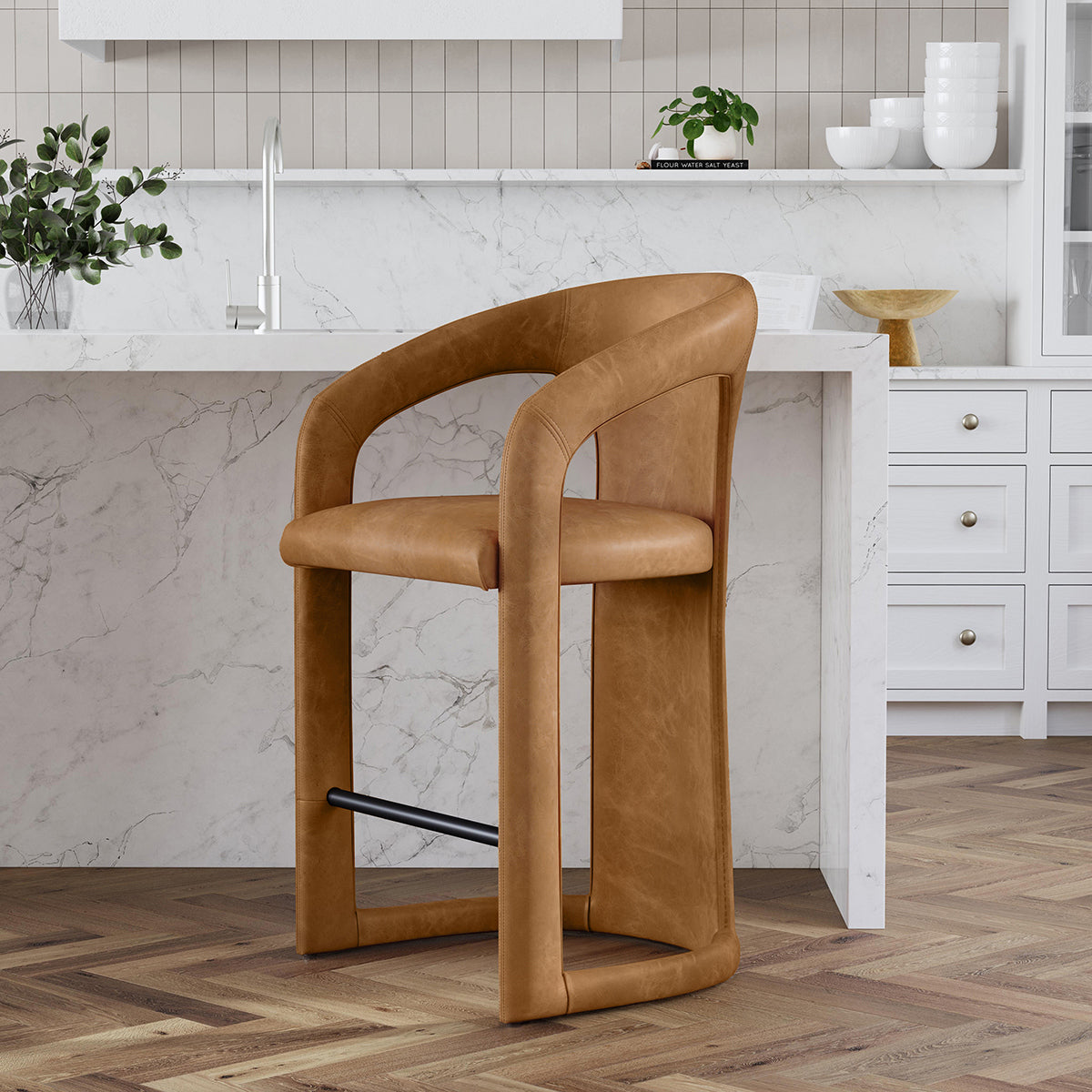 Classic Home Archie Leather Counter Stool Clearance