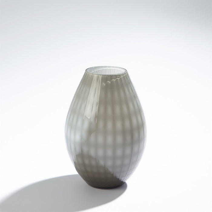Global Views Cased Glass Grid Vase - Grey