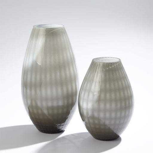 Global Views Cased Glass Grid Vase - Grey