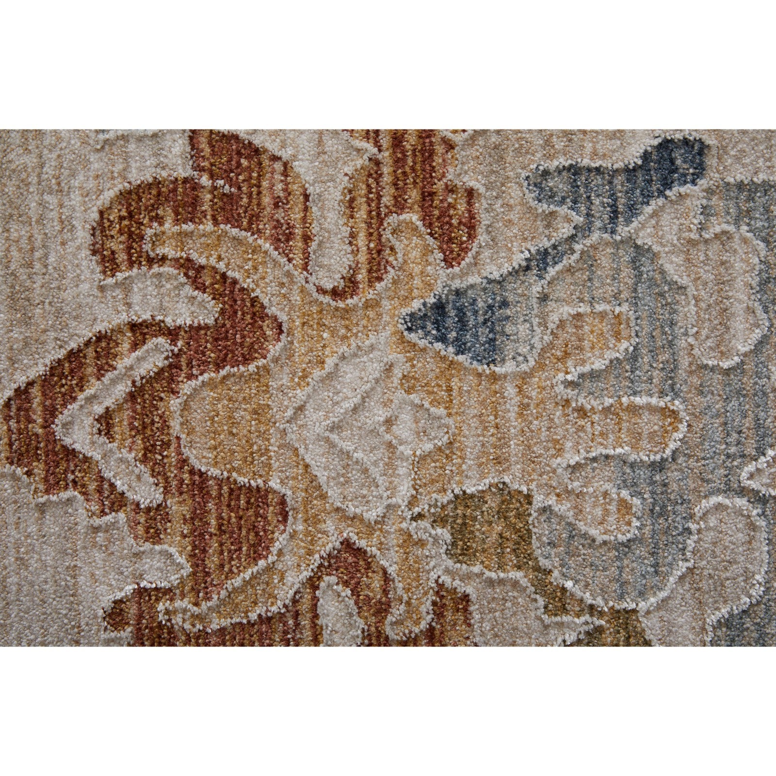Feizy Pasha 39M8F Transitional Floral & Botanical in Ivory/Blue/Gold