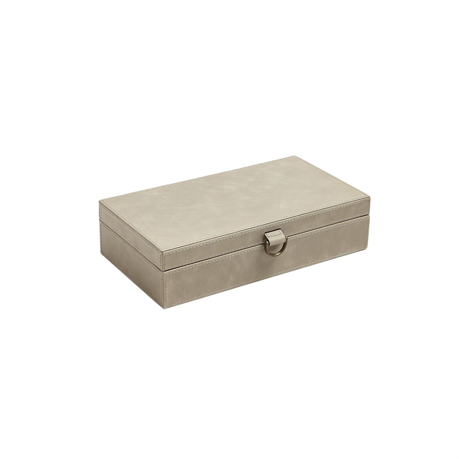 Global Views Light Grey Marbled Leather D Ring Box