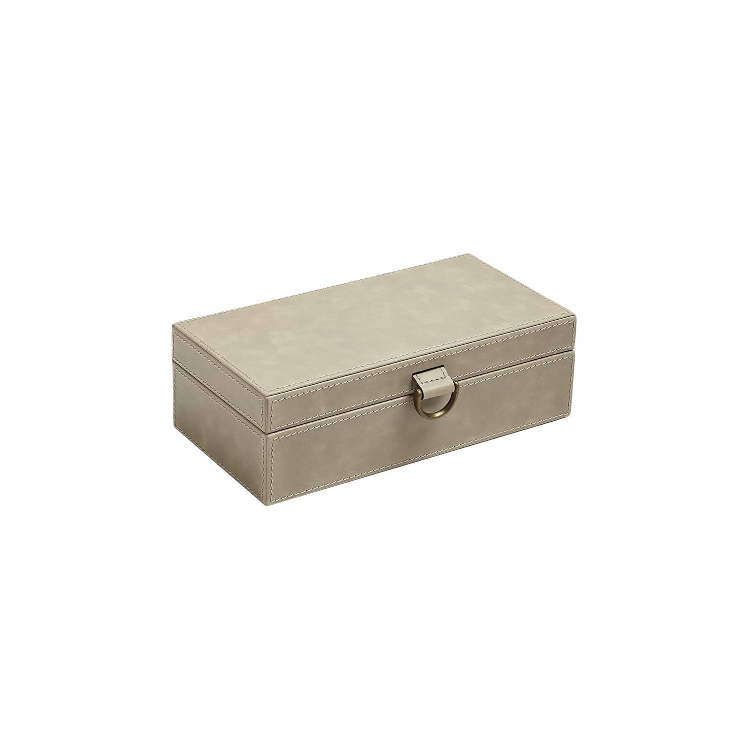 Global Views Light Grey Marbled Leather D Ring Box