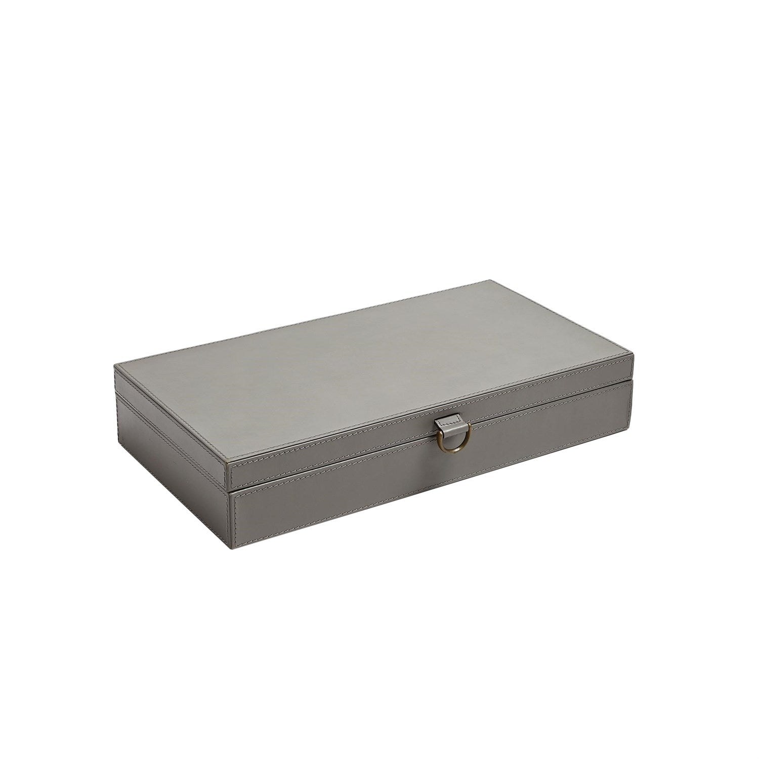 Global Views Dark Grey Marbled Leather D Ring Box