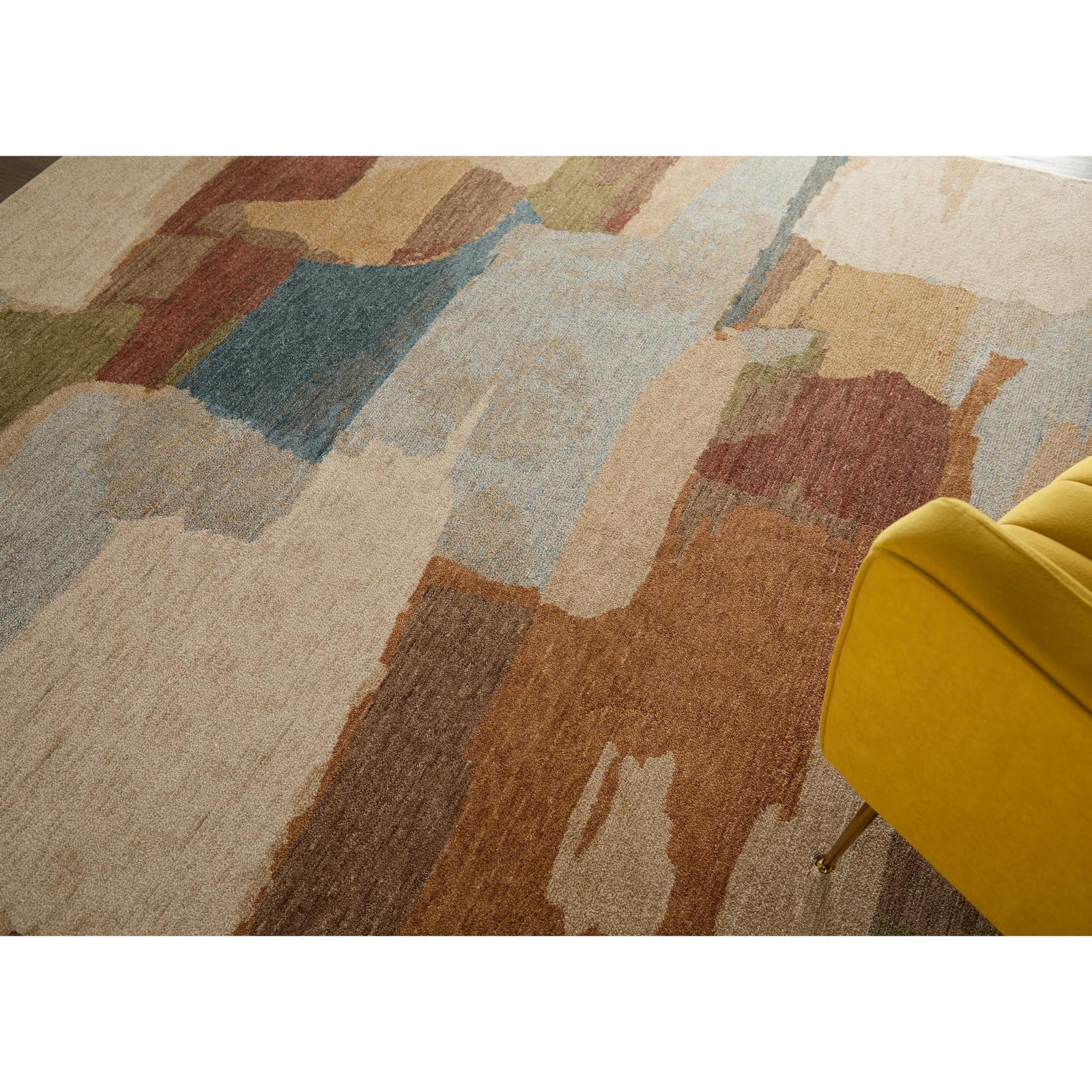 Feizy Pearson 39SDF Modern Abstract, Blue/Ivory/Orange, Rug