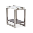 Magnussen Home Paradox Pearl White And Roasted Almond And Brushed Platinum Rectangular Accent Table