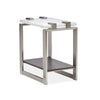 Magnussen Home Paradox Pearl White And Roasted Almond And Brushed Platinum Rectangular Accent Table